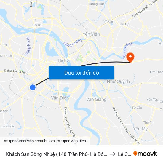 Khách Sạn Sông Nhuệ (148 Trần Phú- Hà Đông) to Lệ Chi map