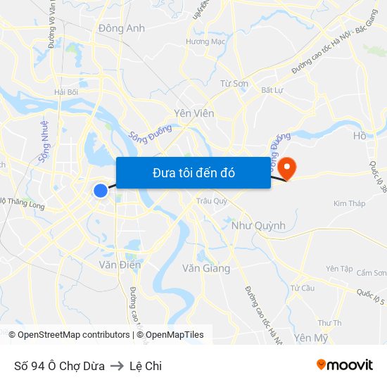 Số 94 Ô Chợ Dừa to Lệ Chi map