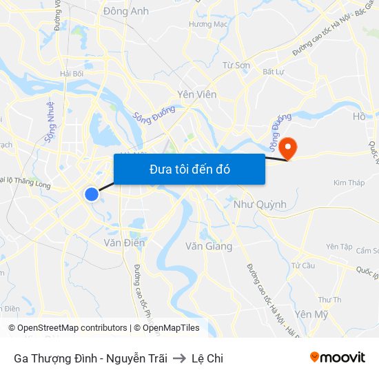 Ga Thượng Đình - Nguyễn Trãi to Lệ Chi map