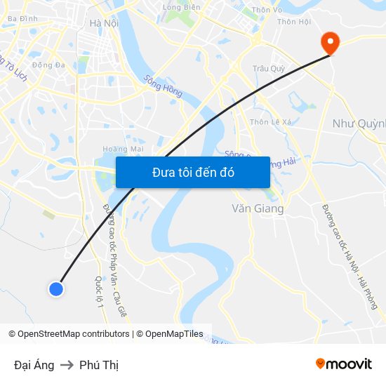 Đại Áng to Phú Thị map