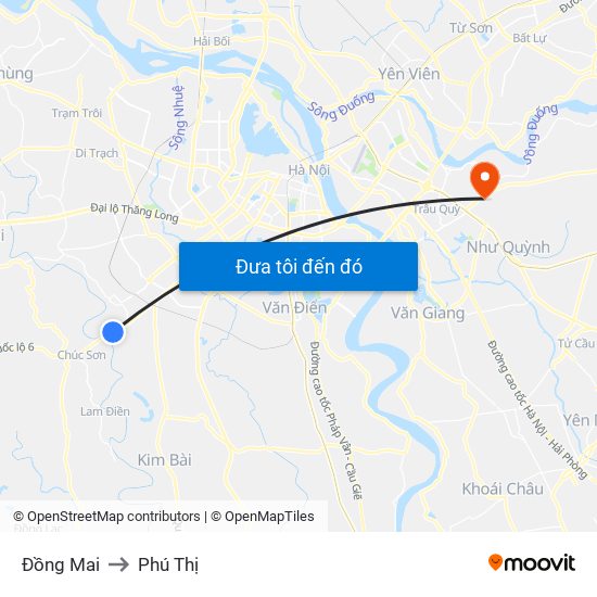 Đồng Mai to Phú Thị map