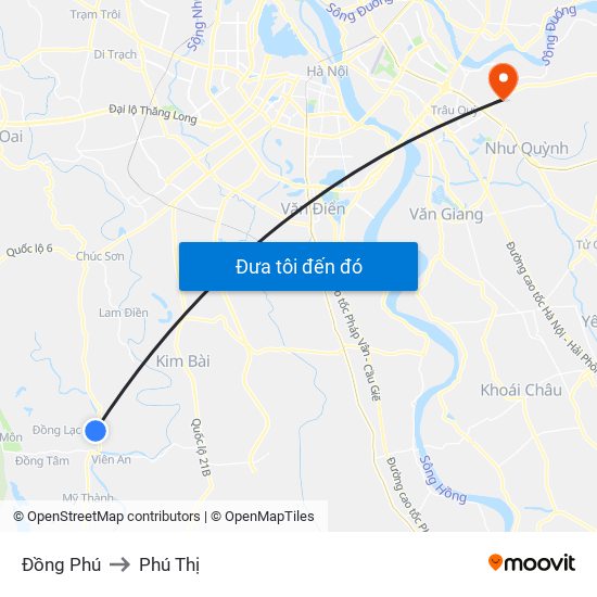 Đồng Phú to Phú Thị map
