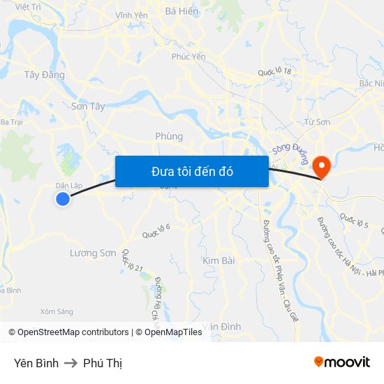 Yên Bình to Phú Thị map