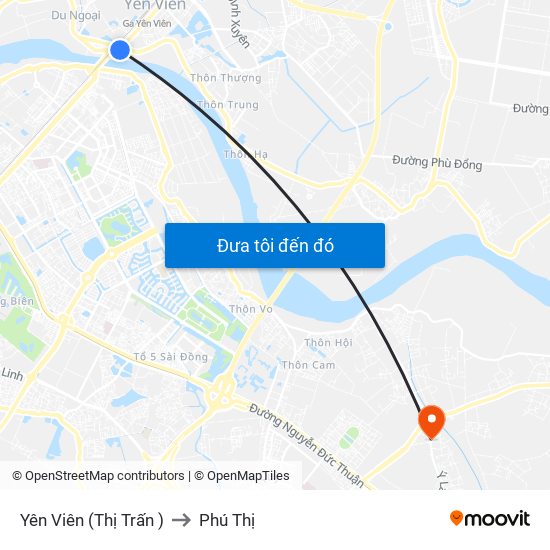 Yên Viên (Thị Trấn ) to Phú Thị map