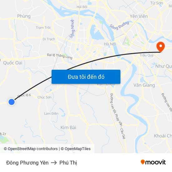 Đông Phương Yên to Phú Thị map