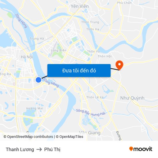 Thanh Lương to Phú Thị map