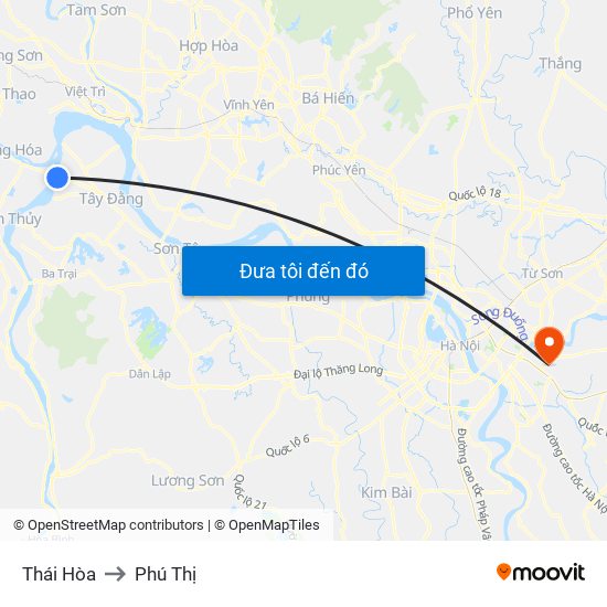 Thái Hòa to Phú Thị map