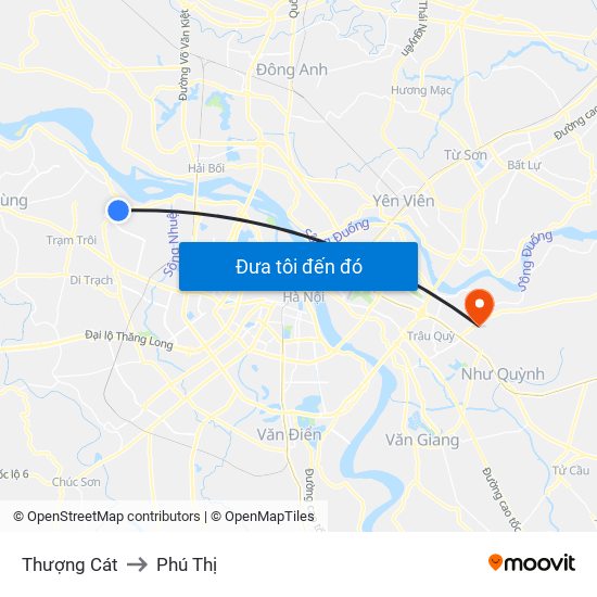 Thượng Cát to Phú Thị map