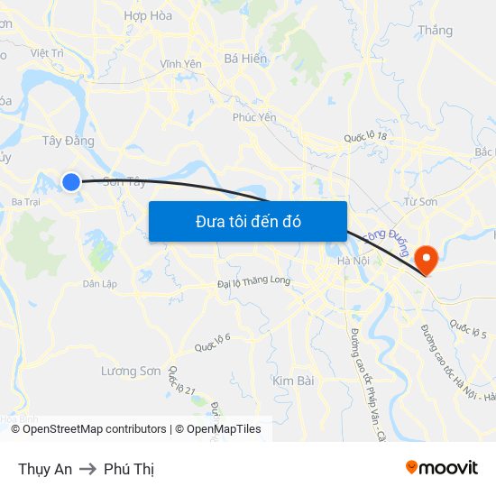 Thụy An to Phú Thị map