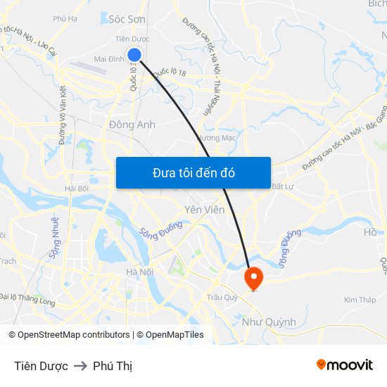 Tiên Dược to Phú Thị map