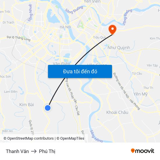 Thanh Văn to Phú Thị map