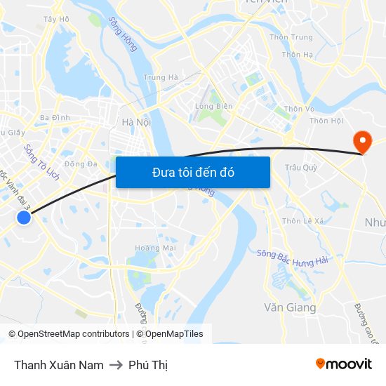 Thanh Xuân Nam to Phú Thị map