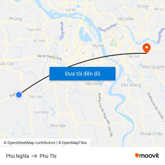 Phú Nghĩa to Phú Thị map