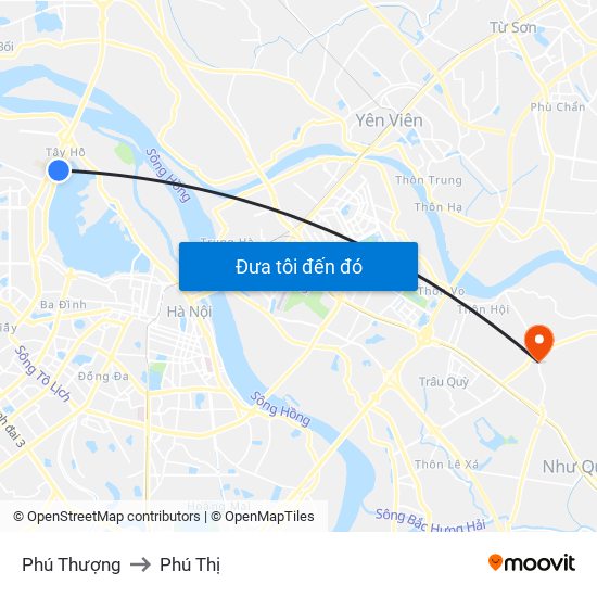 Phú Thượng to Phú Thị map