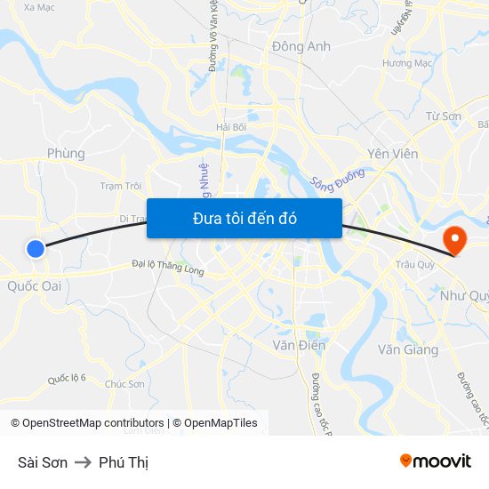 Sài Sơn to Phú Thị map