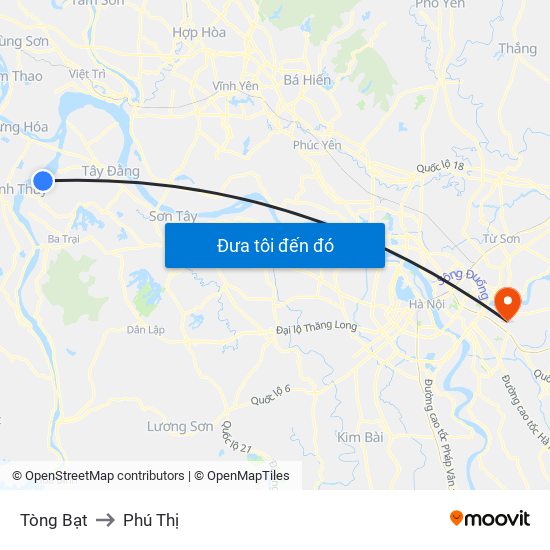 Tòng Bạt to Phú Thị map