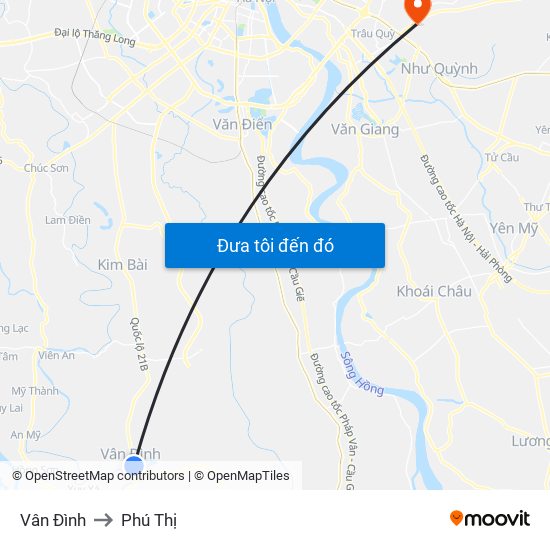 Vân Đình to Phú Thị map
