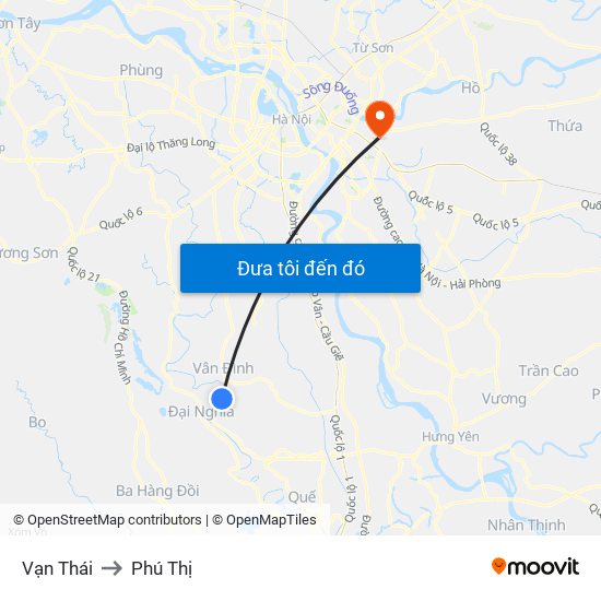 Vạn Thái to Phú Thị map