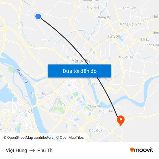 Việt Hùng to Phú Thị map