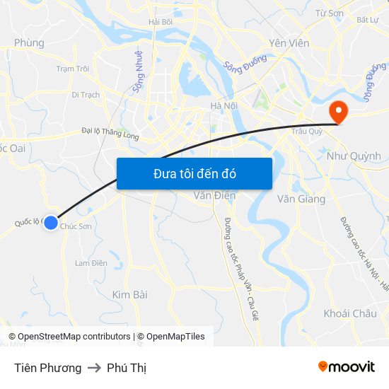 Tiên Phương to Phú Thị map