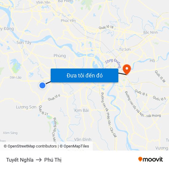 Tuyết Nghĩa to Phú Thị map