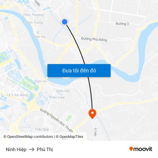 Ninh Hiệp to Phú Thị map