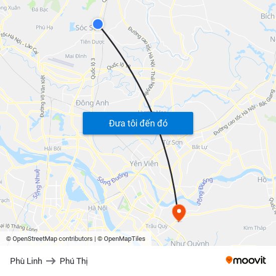 Phù Linh to Phú Thị map