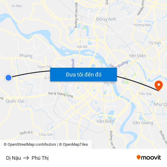 Dị Nậu to Phú Thị map