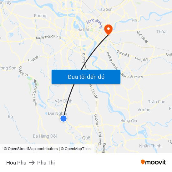 Hòa Phú to Phú Thị map