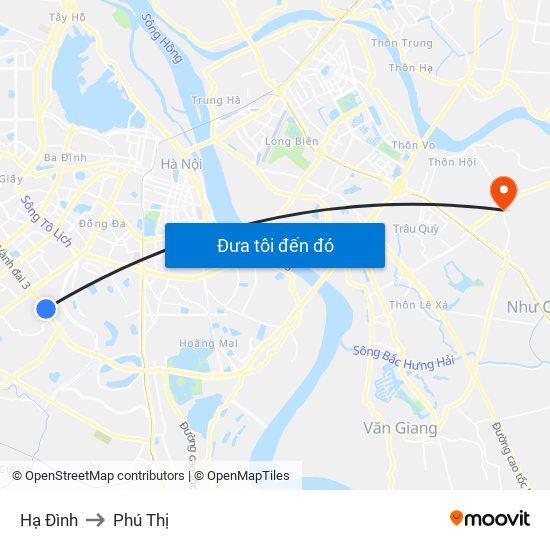 Hạ Đình to Phú Thị map