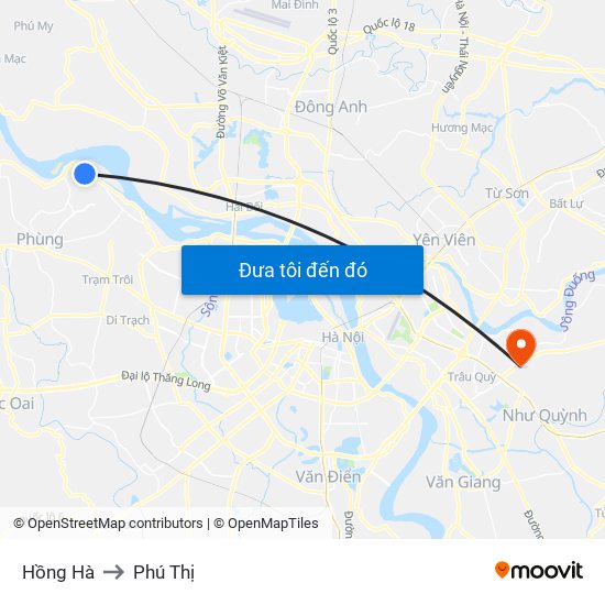 Hồng Hà to Phú Thị map