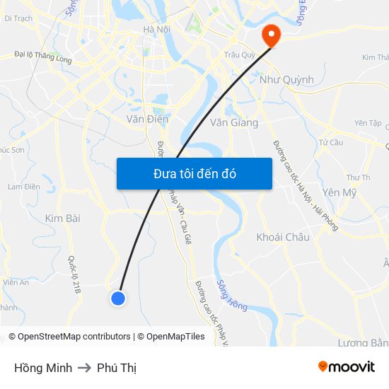Hồng Minh to Phú Thị map