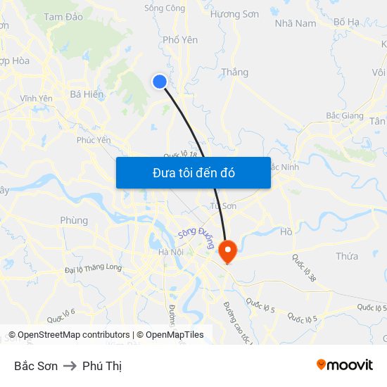 Bắc Sơn to Phú Thị map