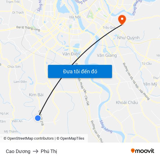 Cao Dương to Phú Thị map