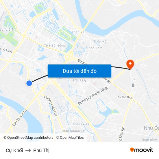 Cự Khối to Phú Thị map
