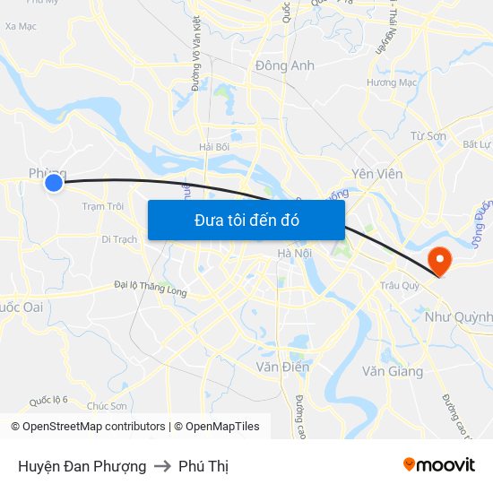 Huyện Đan Phượng to Phú Thị map