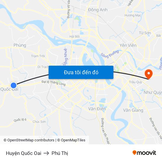 Huyện Quốc Oai to Phú Thị map