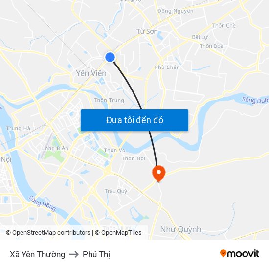 Xã Yên Thường to Phú Thị map