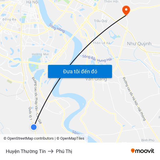 Huyện Thường Tín to Phú Thị map