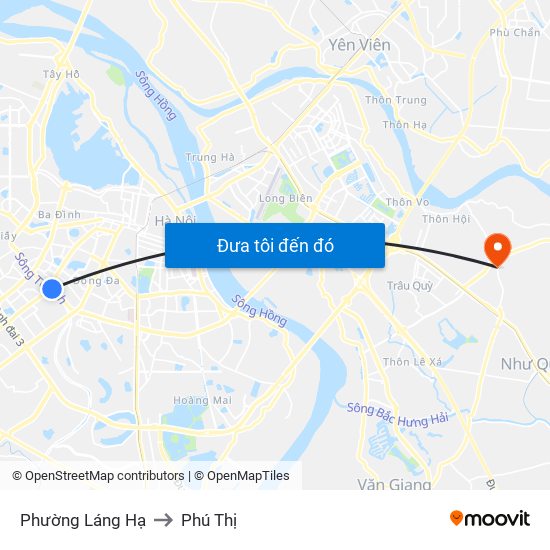 Phường Láng Hạ to Phú Thị map