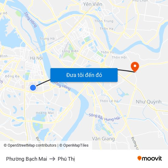 Phường Bạch Mai to Phú Thị map