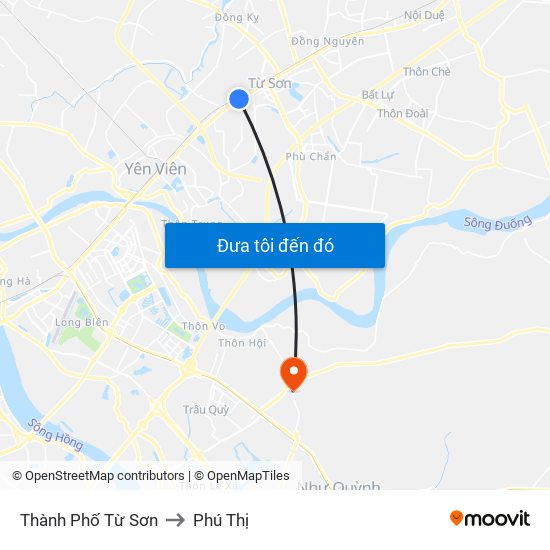 Thành Phố Từ Sơn to Phú Thị map