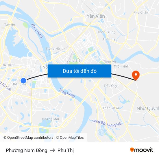 Phường Nam Đồng to Phú Thị map