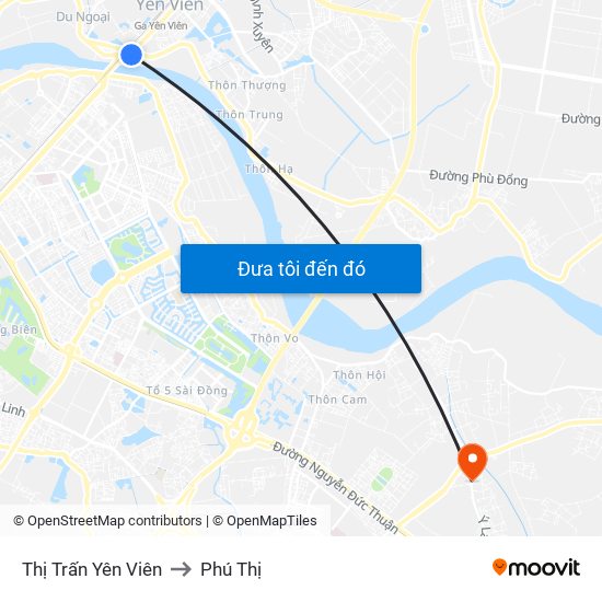 Thị Trấn Yên Viên to Phú Thị map