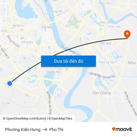 Phường Kiến Hưng to Phú Thị map