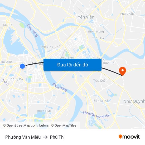 Phường Văn Miếu to Phú Thị map