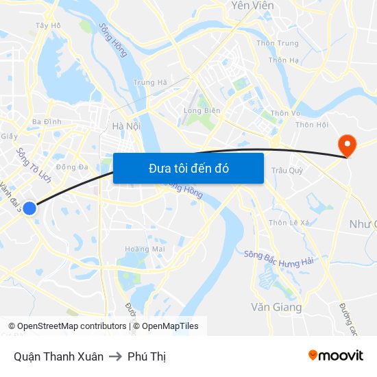 Quận Thanh Xuân to Phú Thị map