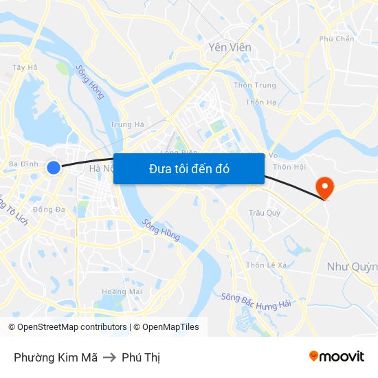 Phường Kim Mã to Phú Thị map