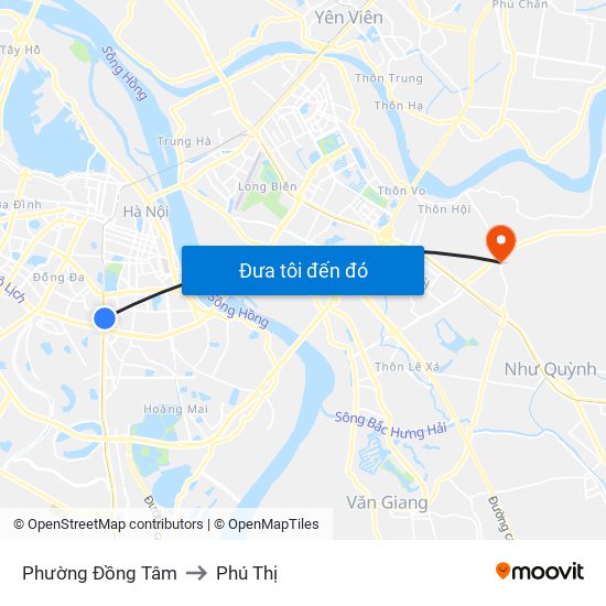 Phường Đồng Tâm to Phú Thị map
