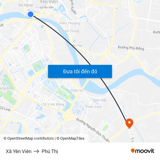 Xã Yên Viên to Phú Thị map